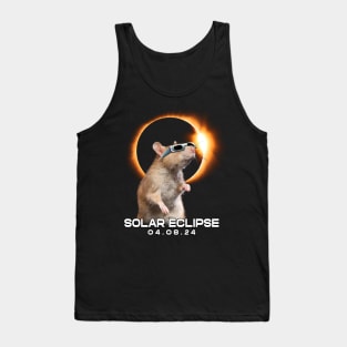 Twilight Rodent: Rat Enjoying the Eclipse Spectacle T-Shirt Design Tank Top